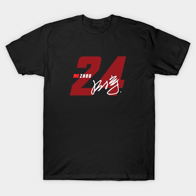 Zhou Guanyu 24 Signature Number T-Shirt by petrolhead